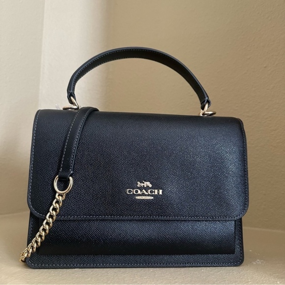 New Coach Klare Top Handle Bag Elegant Black Leather Handbag